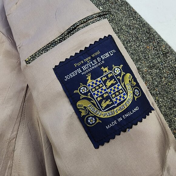 Vintage Joseph Hoyle Tweed Grey Blazer Jacket Elbow Patches (44 R) - Picture 3 of 10